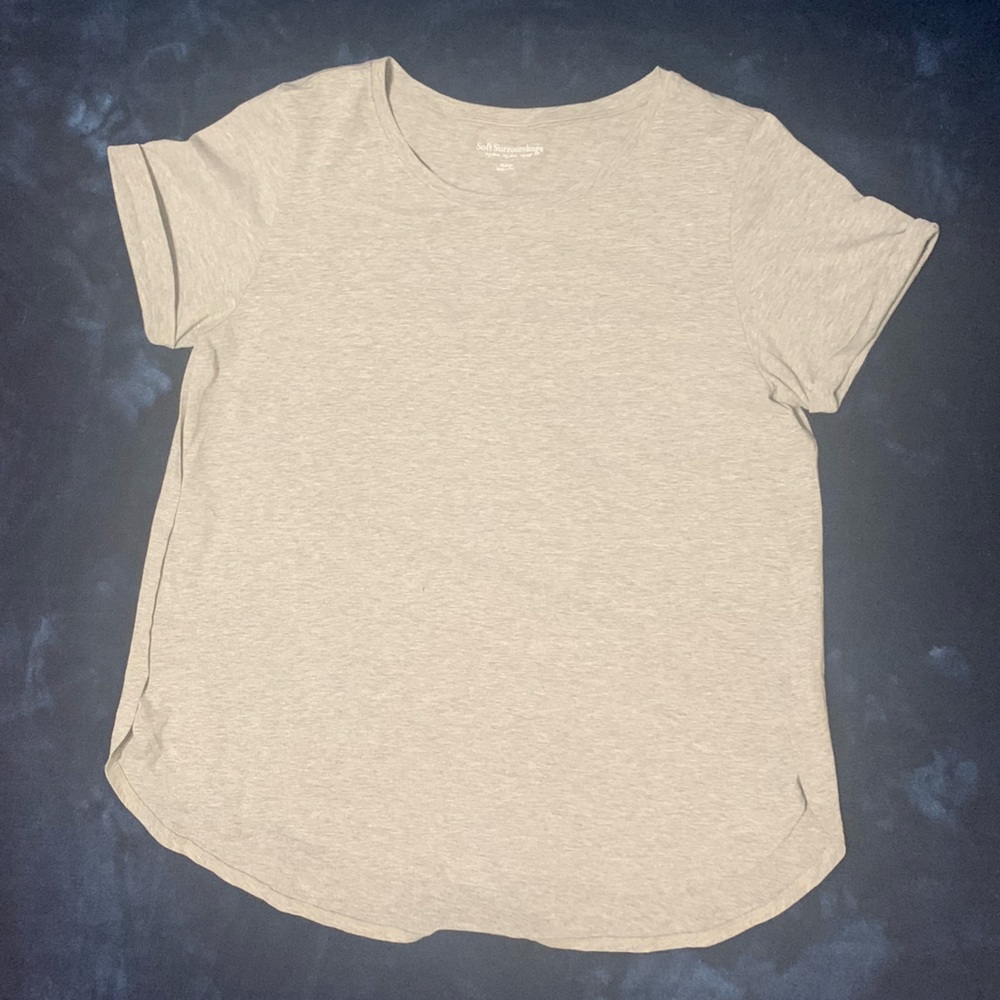 Soft Surroundings Gray Fitted Short Sleeve Tee